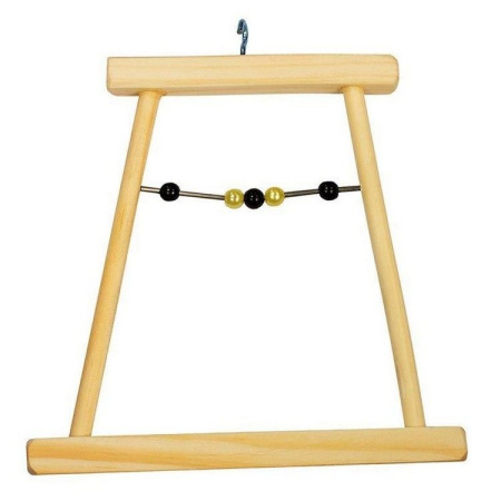 Качели для попугая деревянные малые с бусами 120*8*h115 мм.