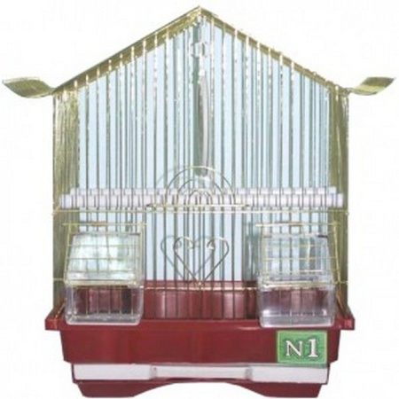 №1 Клетка для птиц, 30*23*39, золотая, пагода, укомплектованная.