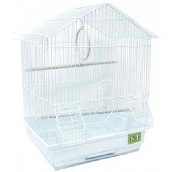 №1 Клетка для птиц, 35*28*46, домик, укомплектованная.