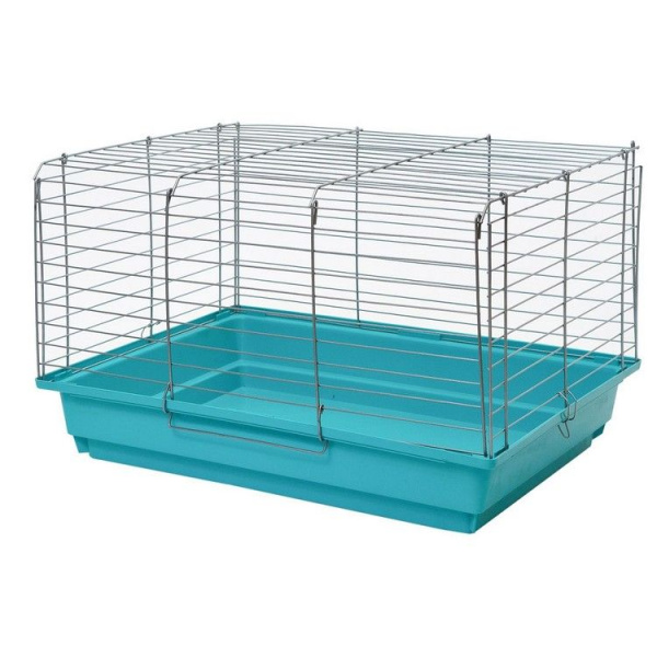 Клетка д/крол;м/свинок ECO серия"Роджер"№2,склад.,шаг прута 22мм 58*40*38см, бирюз/хром
