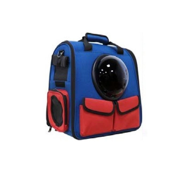 Переноска рюкзак для животных с иллюминатором Красно-синий 40*26*36 см