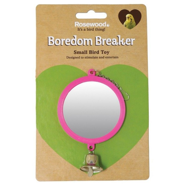 Rosewood Игрушка для птиц Зеркало с колокольчиком, оранжевая, 16.5х7.5см 