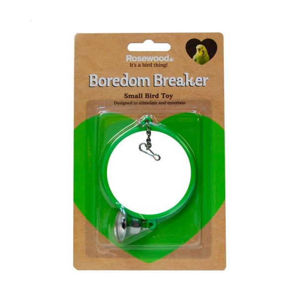 ROSEWOOD Игрушка для птиц "Зеркало с колокольчиком", зелёное, 16.5х7.5см (Великобритания)