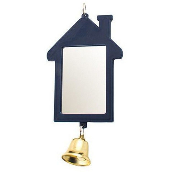 Зеркало д/птиц ZooM "Избушка" с колокольчиком 50*70мм (блистер)