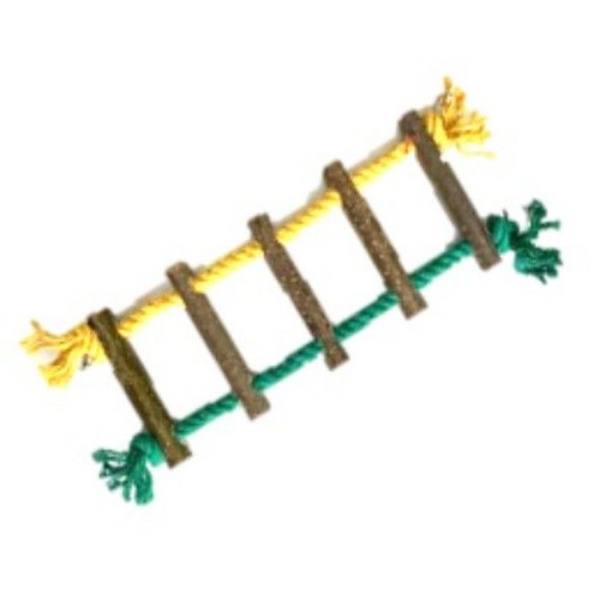 для птиц Канатная лесенка х/б канат+орешник, желто-зеленый