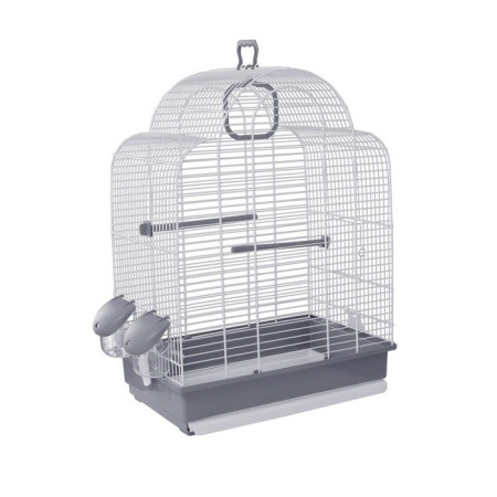 VOLTREGA Клетка для птиц (648) цвет белый/серый 39*25,5*54см