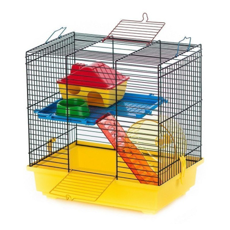 G014 Клетка для грызунов TEDDY I Color + PL - пластиковый комплект 360х240х360  (цветной прут) INTER