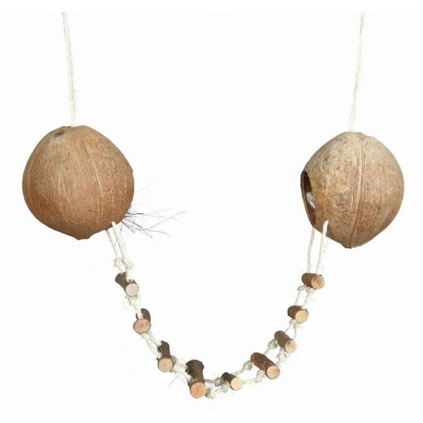 Trixie Два кокосовых домика с мостиком, для грызунов, ф 13 х 100 см 