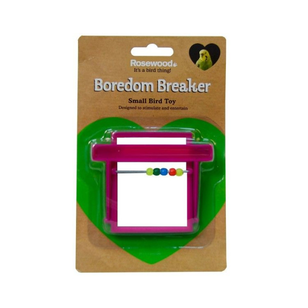 Rosewood Игрушка для птиц Зеркало с бусинками и жердочкой, малиновая 