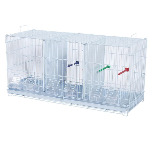 Клетка для мелких птиц, три отсека 