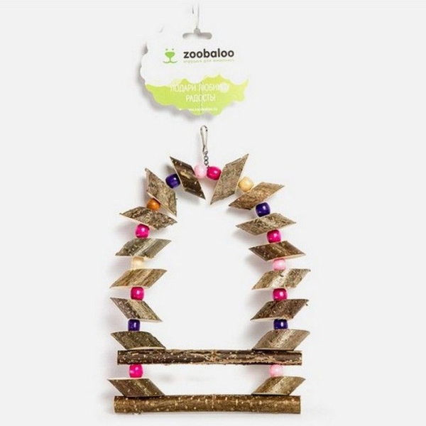 для птиц Лесенка деревянные бруски с бусиной для средних птиц 25х15см