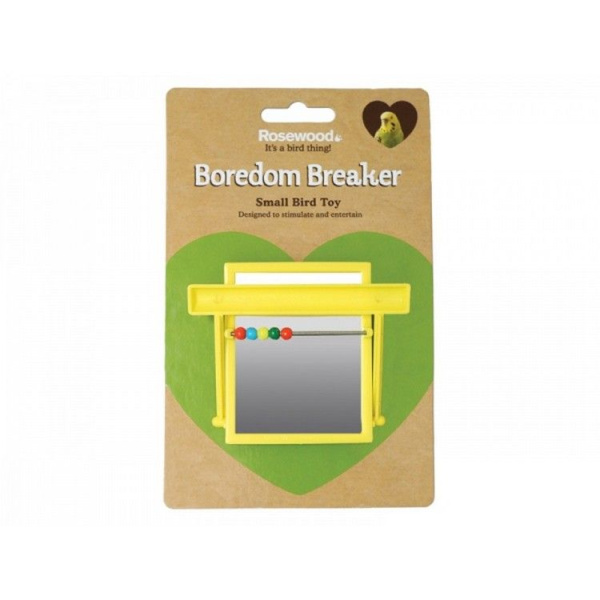 Rosewood Игрушка для птиц Зеркало с бусинками и жердочкой, розовая 