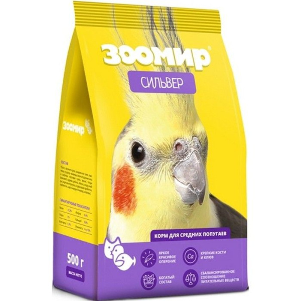 Зоомир Сильвер Корм д/средних попугаев 500г