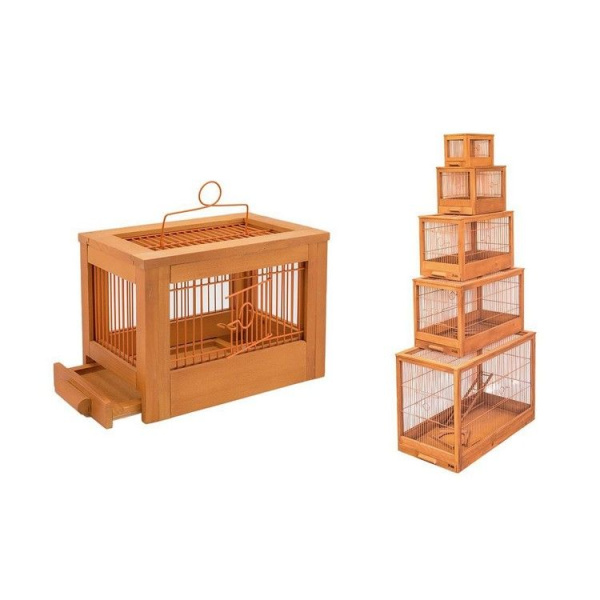 Клетка для птиц "Ретро - кантри" средняя, деревянная, цвет клён, 56*30*35 (ТМ "ZooM")