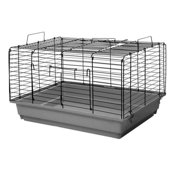 Клетка д/крол;м/свинок Дарэлл "Кролик"№2,склад.,шаг прута 18мм,58см*40см*36см, сер/черн