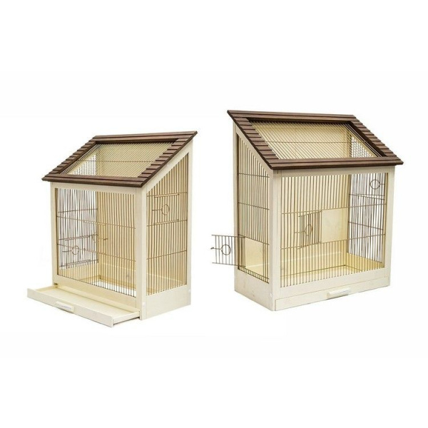 Клетка д/птиц "Ретро-кантри золото" разборная, крепеж д/стен, массив дерева, 40*29*61см (ТМ "ZooM")