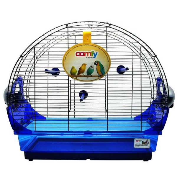 Клетка для птиц ARCO 2, 64х30х47 см / прут: эмаль серебристая; поддон: полупрозрачно-синий, с темно-