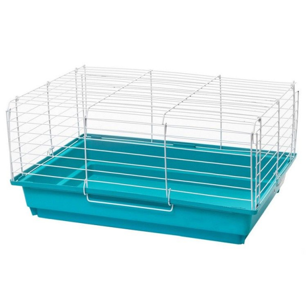 Клетка д/крол;м/свинок ECO серия"Роджер"№1,склад.,шаг прута 22мм, 58*40*30см, бирюз/бел