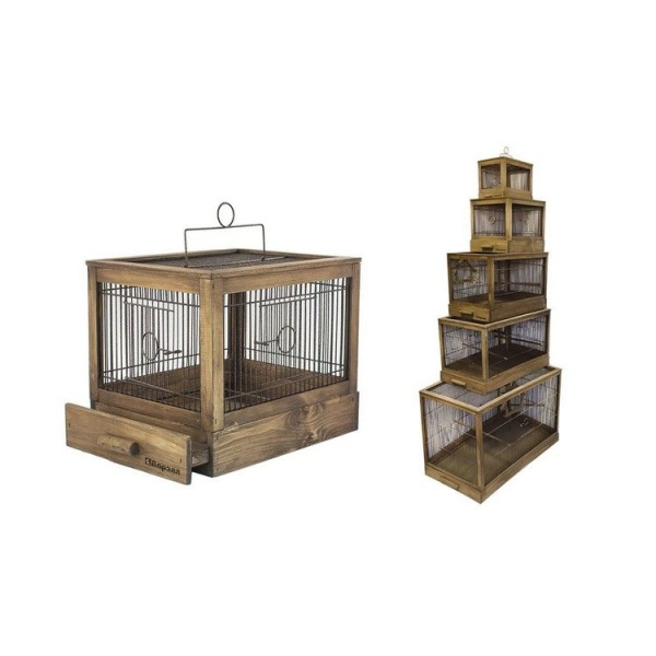 Клетка для птиц "Ретро - кантри" средняя, деревянная, цвет палисандр, 56*30*35 (ТМ "ZooM")