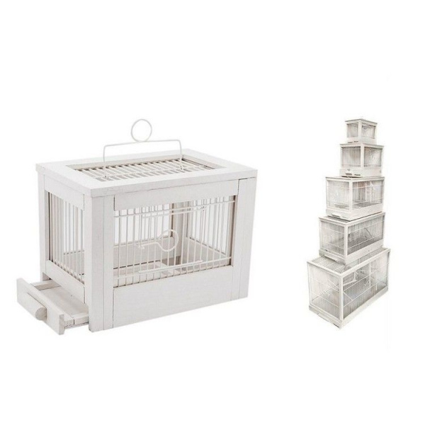 Клетка для птиц "Ретро - кантри" большая, деревянная, цвет белый 71*33,5*51 (ТМ "ZooM")