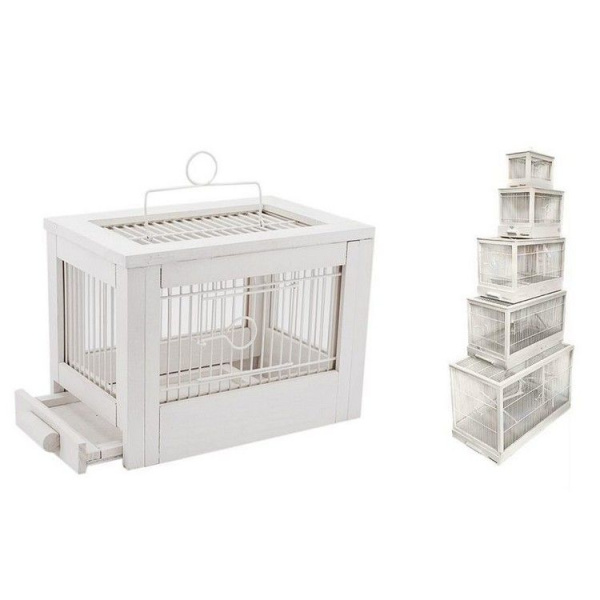 Клетка для птиц "Ретро - кантри" средняя, деревянная, цвет белый, 56*30*35 (ТМ "ZooM")