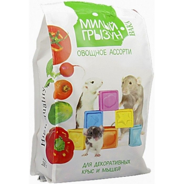 Вака High Quality "Милый грызун" Корм д/декоративных крыс и мышей Овощное ассорти 200г