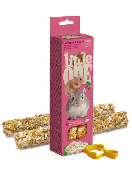 Little One палочки для хомяков, крыс и мышей с Воздушным рисом и орехами 2*55 г