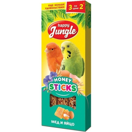 Хэппи Джангл J206 Палочки д/птиц мед+яйцо 3шт