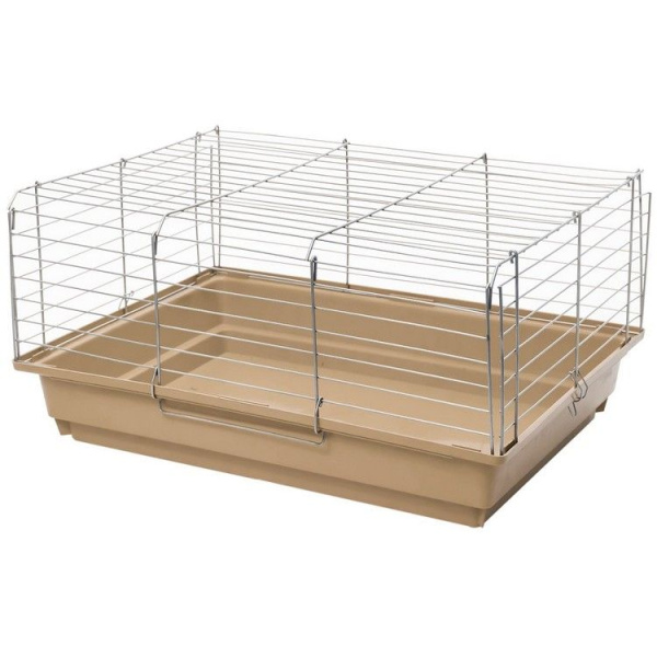 Клетка д/крол;м/свинок ECO серия"Роджер"№1,склад.,шаг прута 22мм, 58*40*30см, беж/хром