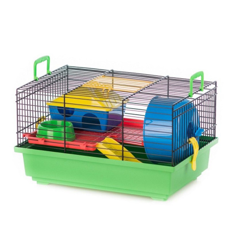 G013 Клетка для грызунов TEDDY Color + PL - пластиковый комплект 360х240х210 (цветной прут) INTER-ZO
