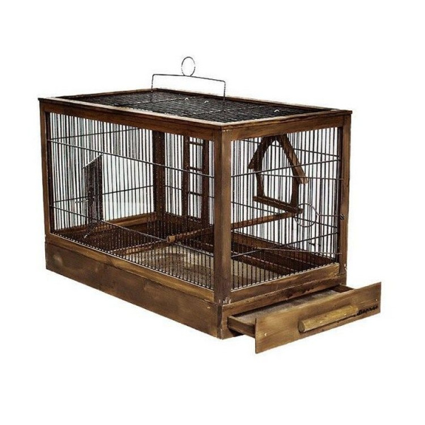 Клетка для птиц "Ретро - кантри" большая, деревянная, цвет палисандр 71*33,5*51 (ТМ "ZooM")