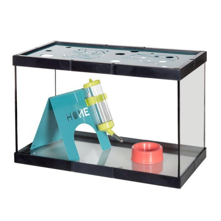 VOLTREGA Аквариум панорамный для мелких грызунов (121), черный, 40.5x20.5x26см