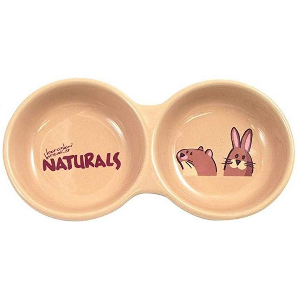 Rosewood Миска для животных двойная керамическая, 20х10см, бежевая 