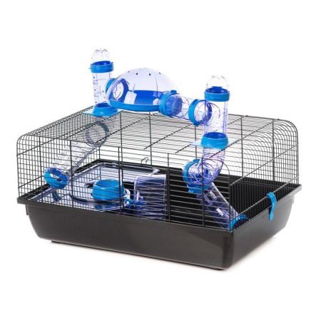 G136 Клетка для грызунов JERRY III (ASTRO + Terrace) с лабиринтами 580х380х400 (черный прут) INTER-Z