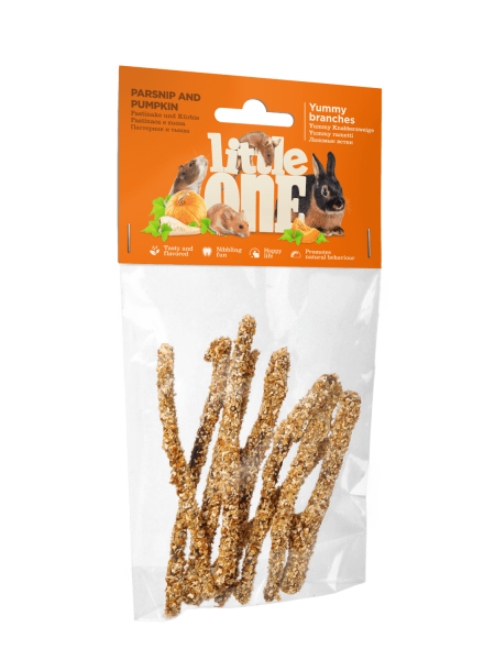 Little One Лакомые ветви c пастернаком и тыквой. Лакомство для всех видов грызунов, 35 г